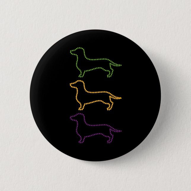 Dackel Mardi Gras Beads Button (Vorderseite)