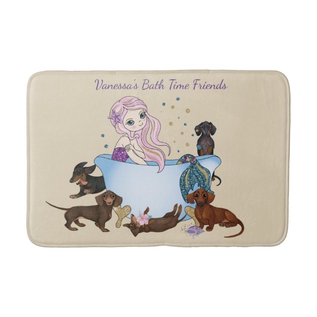 Dackel Mermaid Bath Mat Badematte (Vorderseite)