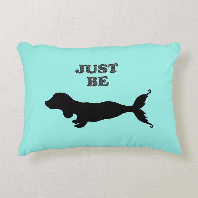Dackel Mermaid Silhouette Throw Kissen (Vorderseite)