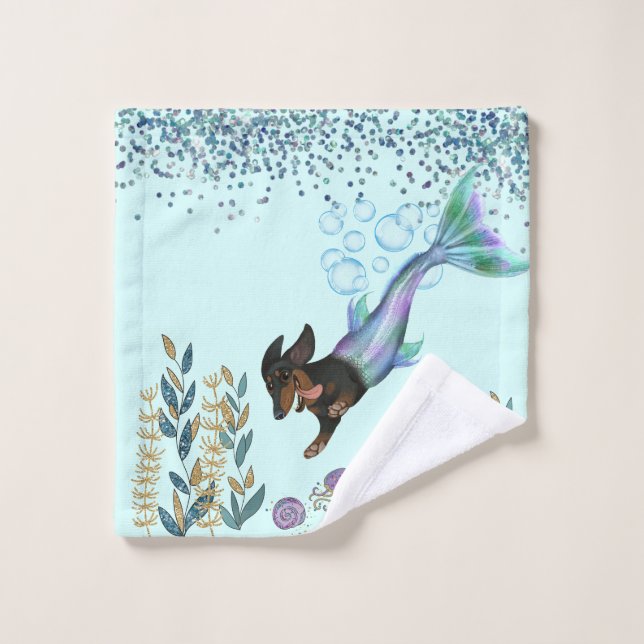 Dackel Mermaid Washtuch Waschlappen (Waschlappen)