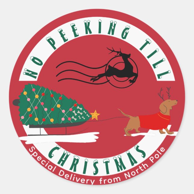 Dackel Merry & Bright Dackel Weihnachten Runder Aufkleber (Vorderseite)