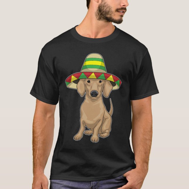 Dackel mexikanischer Hut T-Shirt (Vorderseite)