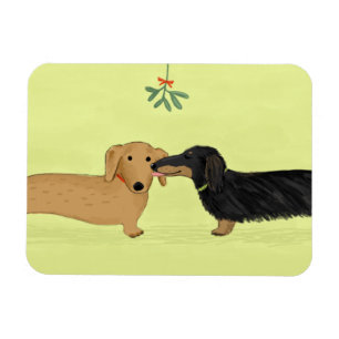 Dackel Mistletoe Kiss - Dackel Hund Weihnachten Magnet