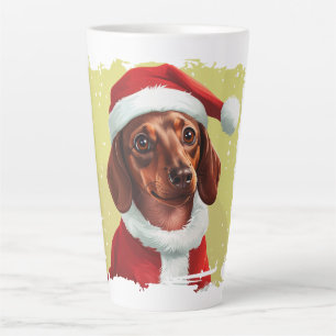 Dackel mit Ausstattung des Weihnachtsmanns - Weihn Milchtasse