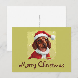 Dackel mit Ausstattung des Weihnachtsmanns - Weihn Postkarte
