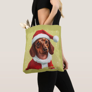 Dackel mit Ausstattung des Weihnachtsmanns - Weihn Tasche