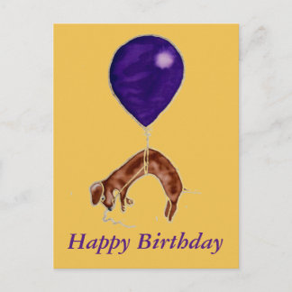Dackel mit Ballon Postkarte