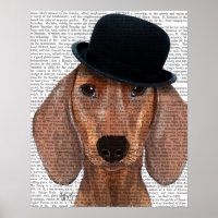 Dackel mit Black Bowler Hat