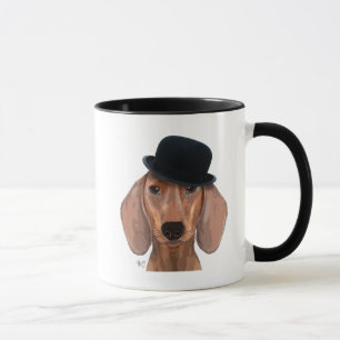 Dackel mit Black Bowler Hat Tasse