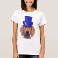 Dackel mit Blue Top Hat und Blue Mustache