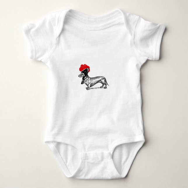 Dackel mit Bollenhut Baby Strampler (Vorderseite)