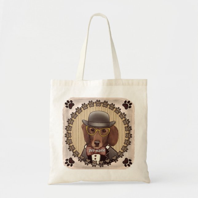 Dackel mit Brille Tote Tasche (Vorne)