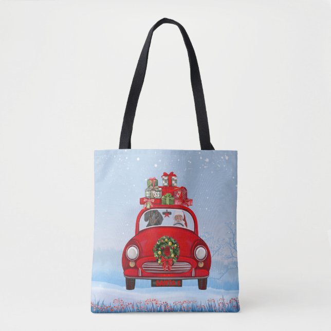 Dackel mit dem Weihnachtsmann im Auto Tasche (Vorderseite)