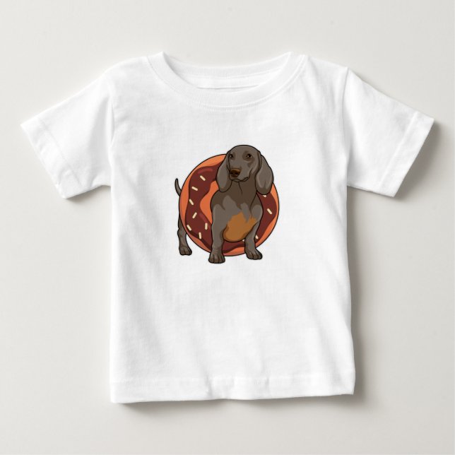 Dackel mit Donut Baby T-shirt (Vorderseite)