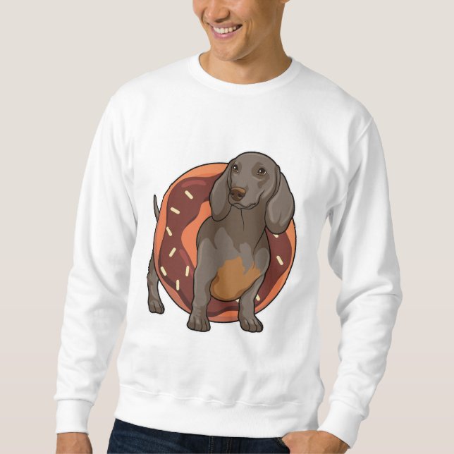 Dackel mit Donut Sweatshirt (Vorderseite)