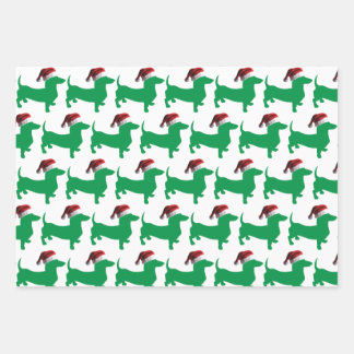 Dackel mit einem Santa Claus-Hut Geschenkpapier Set