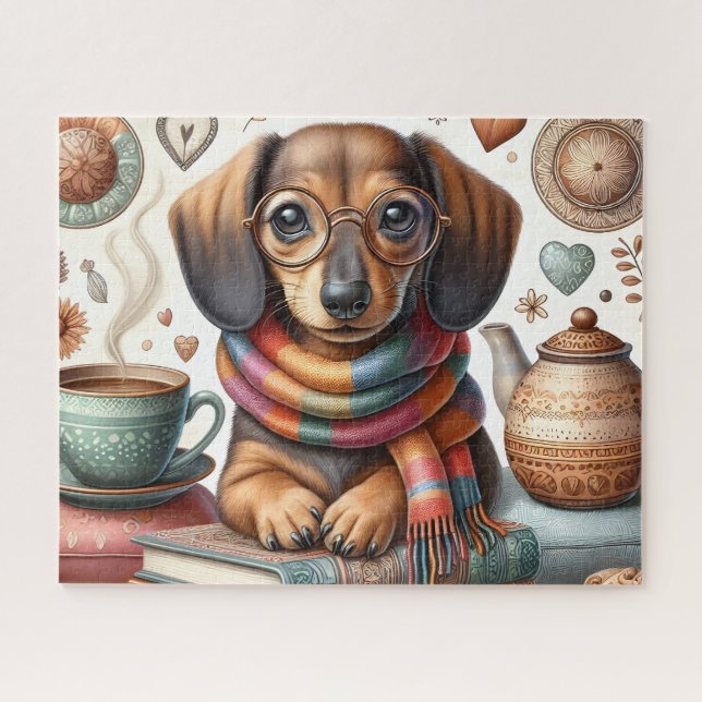 Dackel mit Kaffee (Horizontal)