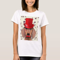 Dackel mit Red Top Hat