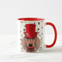 Dackel mit Red Top Hat