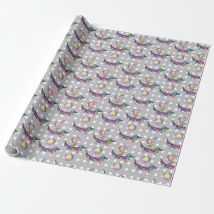 Dackel mit Regenbogen mit Blume Geschenkpapier