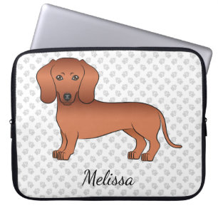 Dackel mit rotem, glattem Coat Cartoon Dog & Text Laptopschutzhülle
