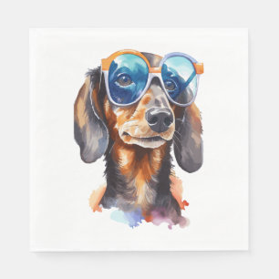 Dackel mit Sonnenbrille 4 Serviette