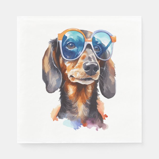Dackel mit Sonnenbrille 4 Serviette (Vorderseite)