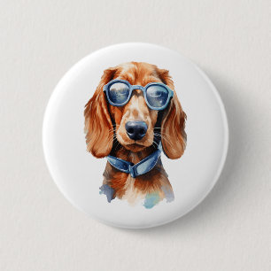 Dackel mit Sonnenbrille 5 Button