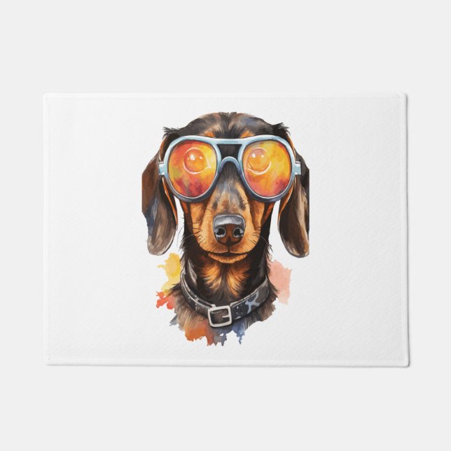 Dackel mit Sonnenbrille Fußmatte (Vorderseite)