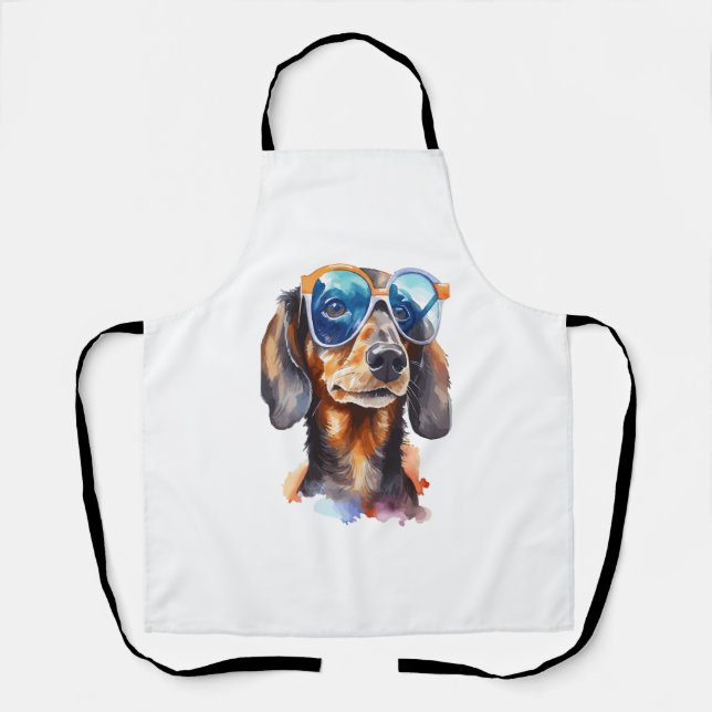 Dackel mit Sonnenbrille Schürze (Vorderseite)