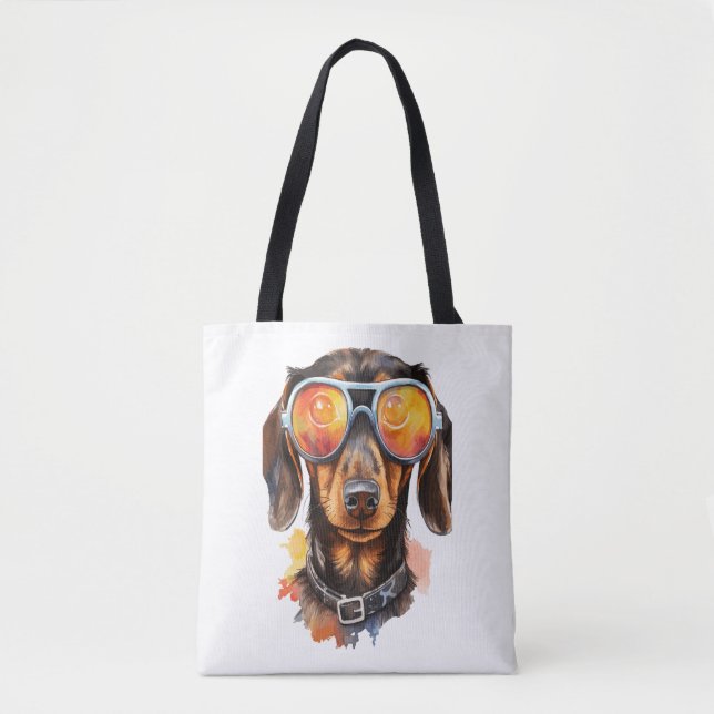 Dackel mit Sonnenbrille Tasche (Vorderseite)