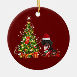 Dackel mit Weihnachten Keramik Ornament
