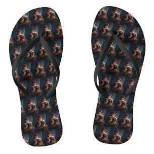 Dackel mit Weihnachtsfeiertag Flip Flops