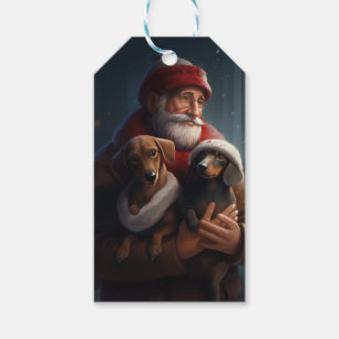 Dackel mit Weihnachtsfeiertag Geschenkanhänger