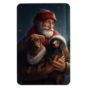 Dackel mit Weihnachtsfeiertag Magnet