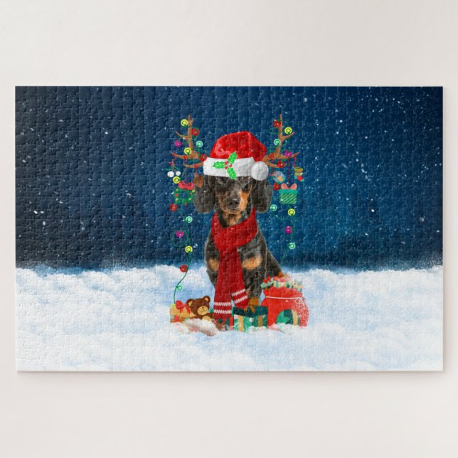 Dackel mit Weihnachtsgeschenke (Horizontal)