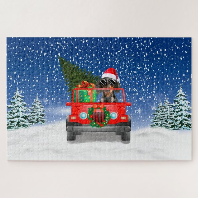 Dackel mit Weihnachtsgeschenke (Horizontal)