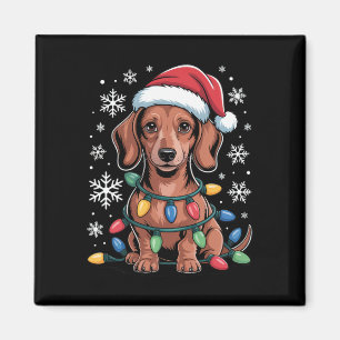 Dackel mit Weihnachtsmannmütze in Weihnachts-Liga Magnet