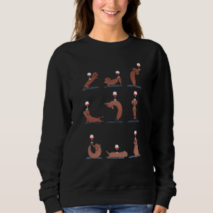Dackel mit Weinglas Welpe Yoga Posen Kalt D Sweatshirt