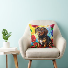 Dackel Mops Welpenhund farbiges Kissen