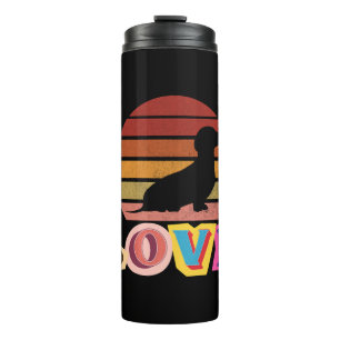 Dackel Motiv Liebe Retro Design Thermosbecher