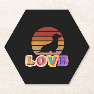 Dackel Motiv Liebe Retro Design Untersetzer