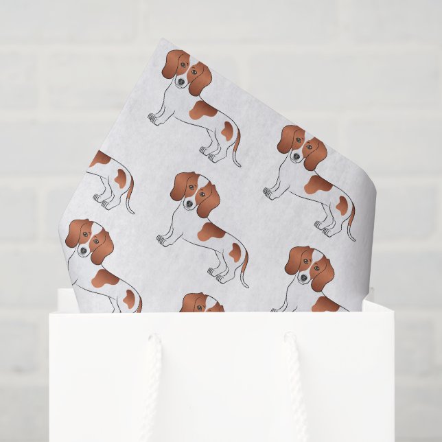 Dackel-Muster für Hunde aus rotem und weißem, glat Seidenpapier (Geschenktüte)