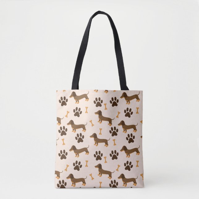 Dackel Muster: Vintages Druckdesign Tasche (Vorderseite)