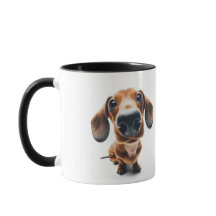 Dackel nah-up-Tasse mit Ihrem Namen
