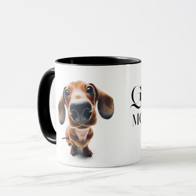 Dackel nah-up-Tasse mit Ihrem Namen Tasse (Vorderseite Links)