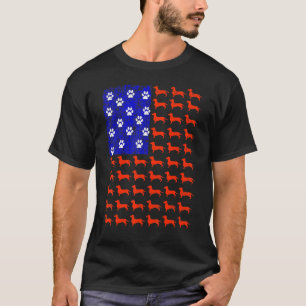 Dackel Niedlich amerikanische Flagge 4. Juli Männe T-Shirt