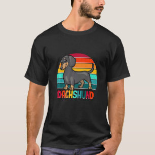 Dackel Niedlich Welpen Hund Hund Hunde Hunde Retro T-Shirt