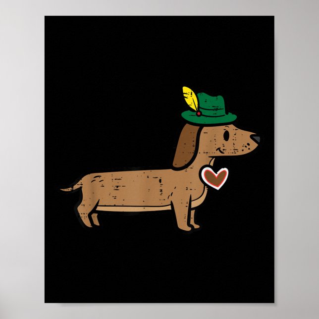 Dackel Niedlich Wurst Hund Deutsche Kinder Männer  Poster (Vorne)
