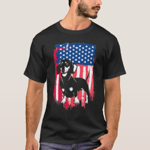 Dackel - Niedliche amerikanische Flagge 4. Juli T-Shirt